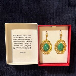 Gold and Green Statement Earrings